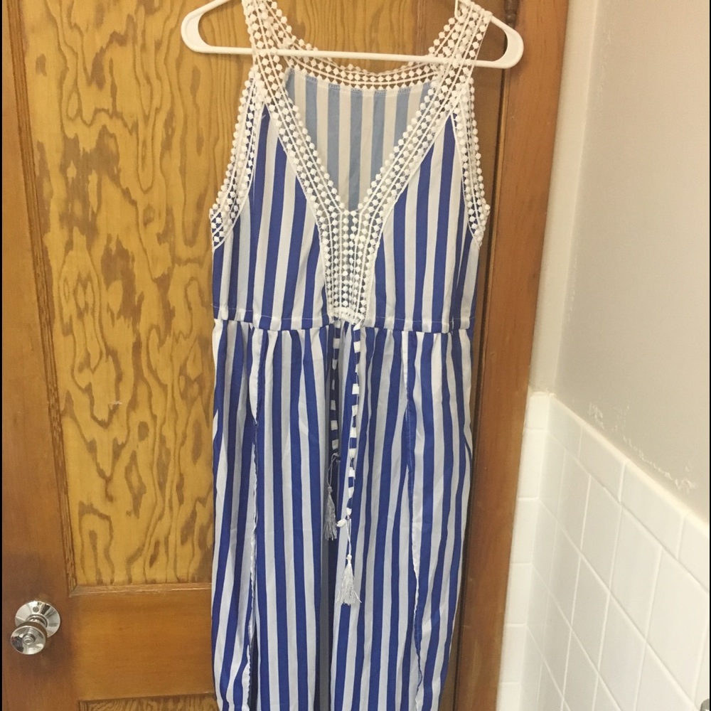 Blue striped maxi dress